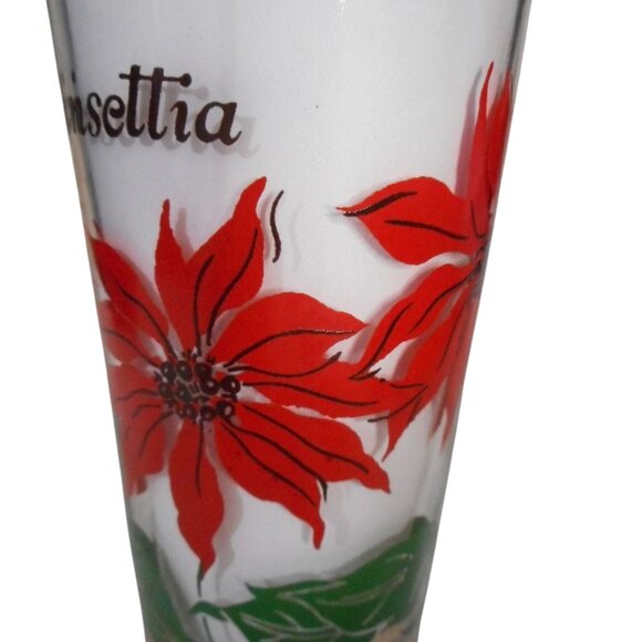 MCM Peanut Butter Juice Glass Tumbler Red / Black Poinsettia Estate find 5" #5 - Picture 4 of 8
